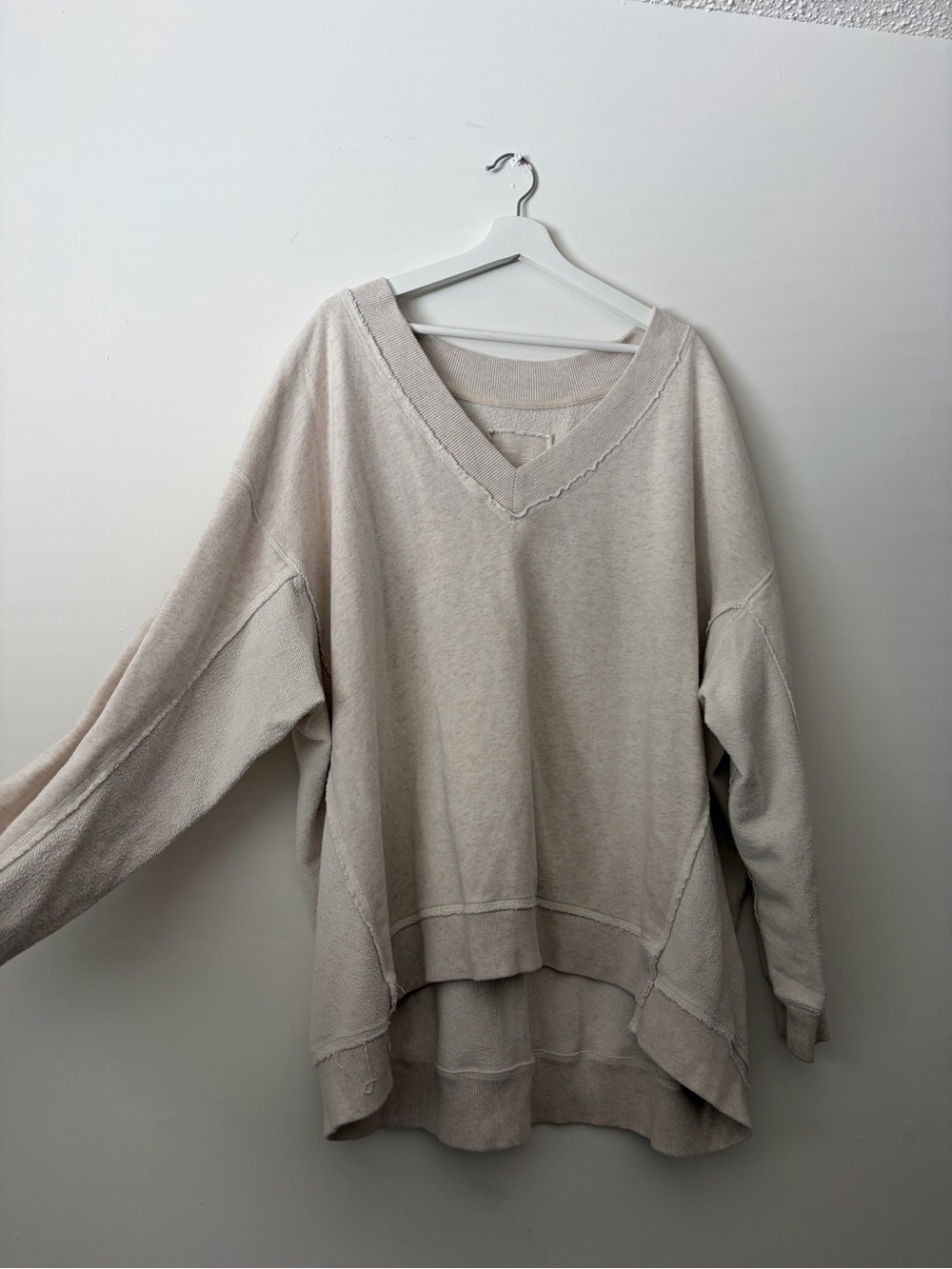 AERIE Neutral V-Neck Women's Sweater - Oversized Cozy Pullover